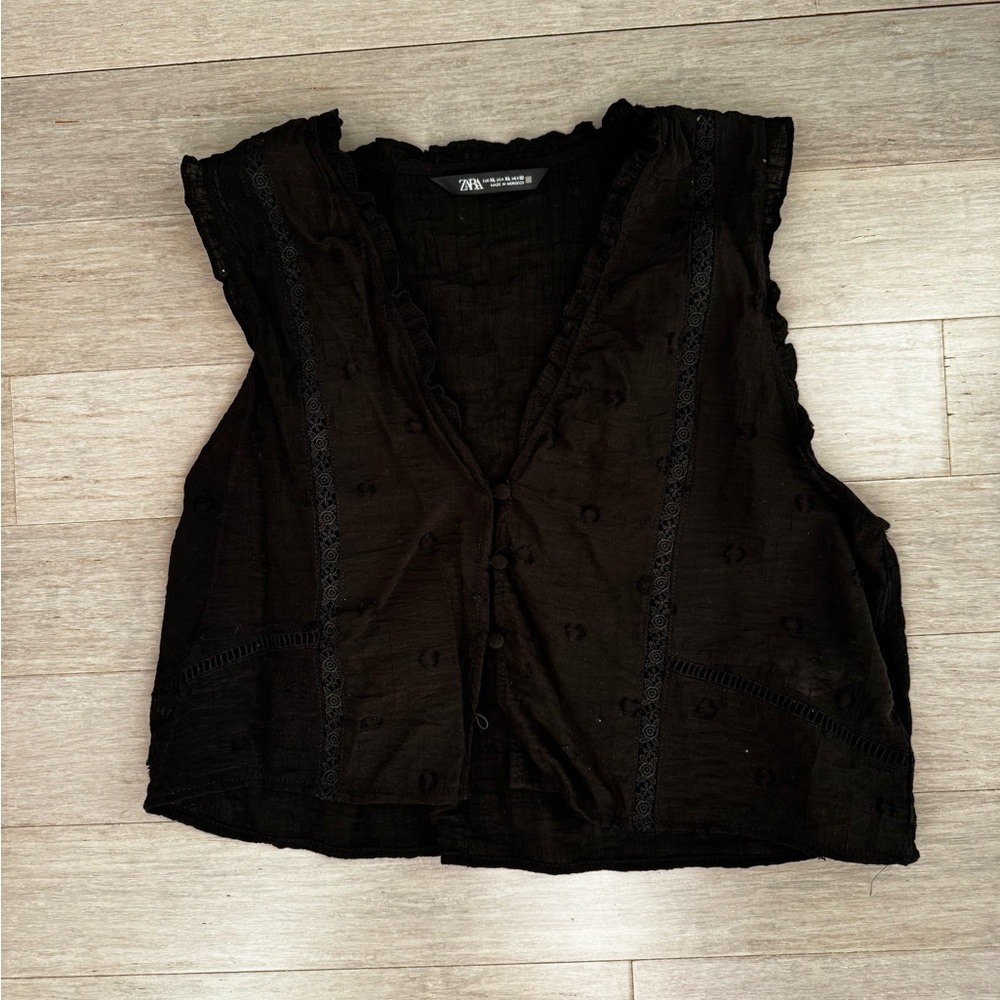 Zara RUFFLED SWISS DOT TOP - Picture 3 of 6